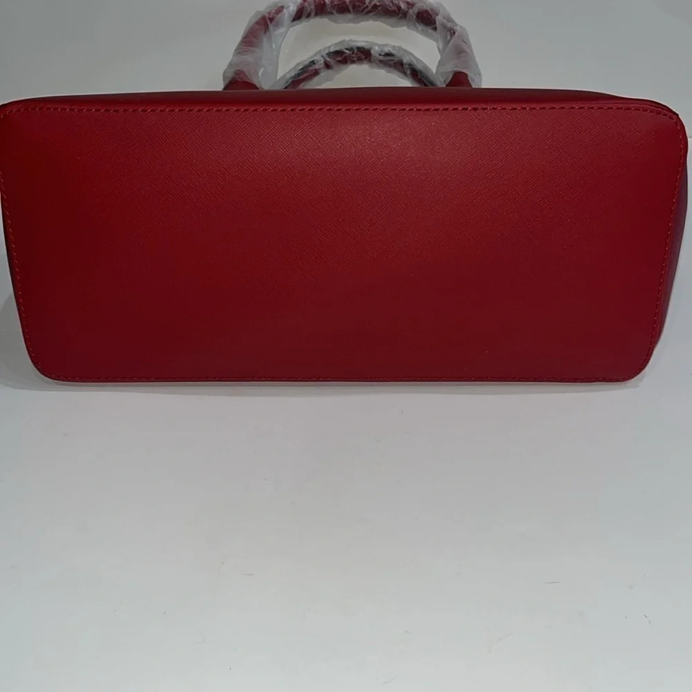 REACTION KENNETH COLE SHOULDER STRAP TRIPLE ENTRY SATCHEL, RED, W/BAG CHARM, NWT